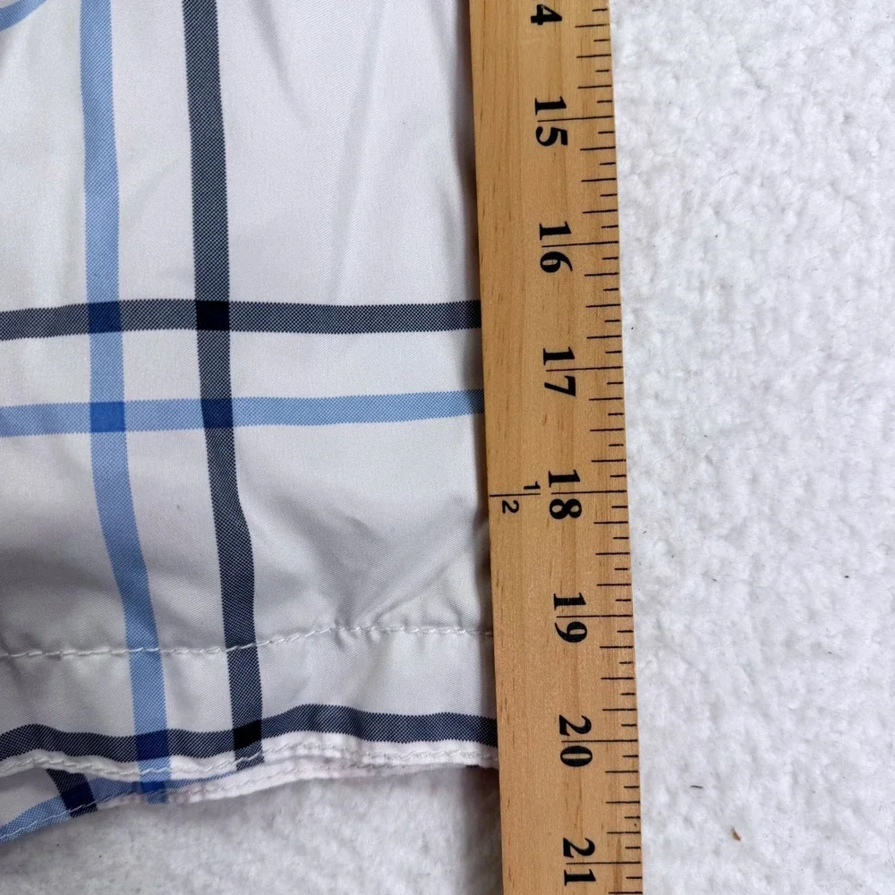 Old Navy Board Shorts‎ Mens Medium White Blue Plaid Cargo Pocket Swim Trunks